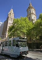 Image of a tram going up Collins Street