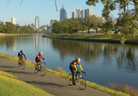 Cycling along the Yarra River
