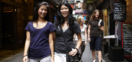 Visitors enjoying a walk in Melbourne
